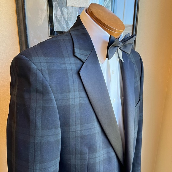 Jos. A. Bank Plaid Dinner Jacket and Slacks Size 44L Slim Fit Slacks W40” L33” - Picture 9 of 16